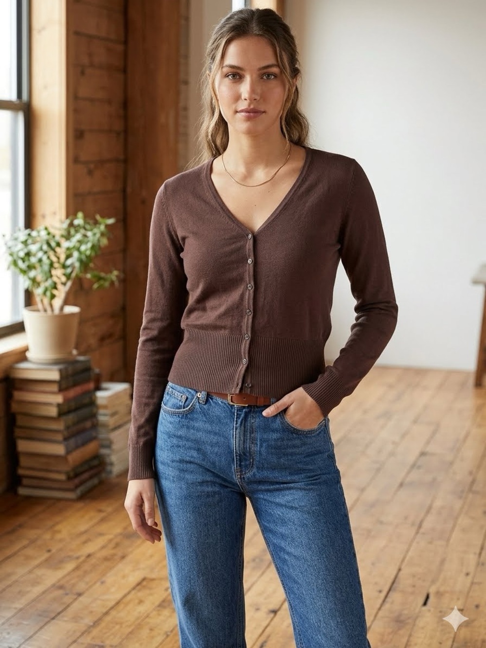 Dynamite brown v-neck cardigan